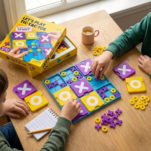 Upgraded 3D Tic-Tac-Toe Board Game for Kids & Adults - Montessori STEM Mind & Logic Brain Teaser, Fun Family Interactive Tabletop Party Game, Ideal Gift for Boys & Girls Ages 3+