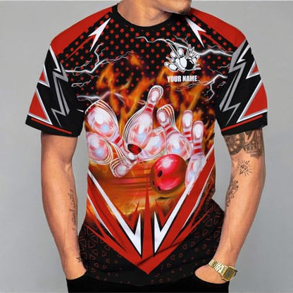 Rivelus Personalized Name Bowling Shirts for Men and Women 3D, Bowling Shirts for Team Bowling, Bowling Shirts Gift - color: Blm16