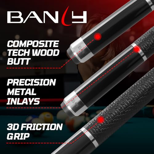 Banly Carbon Fiber Pool Cue Stick - Billiard Pool Stick for Adults, Low Deflection Pool Stick with Metal Ring Professional Cue Stick with Box Case - color: Black