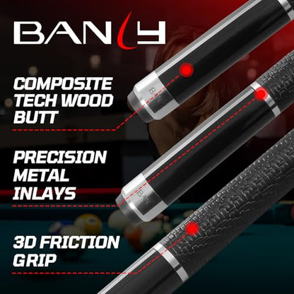Banly Carbon Fiber Pool Cue Stick - Billiard Pool Stick for Adults, Low Deflection Pool Stick with Metal Ring Professional Cue Stick with Box Case - color: Black