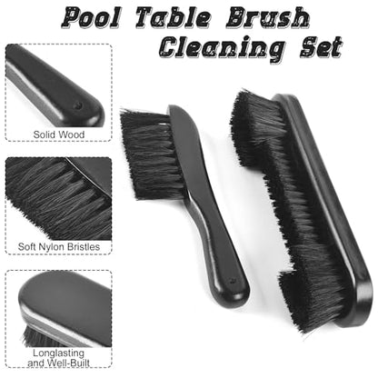 Billiards Brush Pool Table and Rail Brush Cleaning Tools Set with Cloth Cue Shaft Slicker & Small Cue Chalk Cube