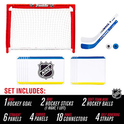 Franklin Sports Mini Hockey Rink Set - Half Rink Knee Hockey Goal, Mini Sticks, and Ball Set - Indoor Mini Hockey Rink - Official NHL Licensed