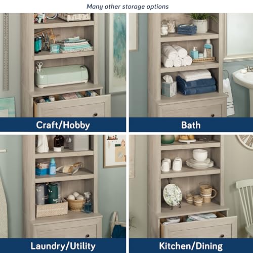 Sauder Miscellaneous Storage Library, Chalked Chestnut Finish