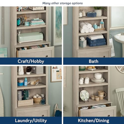 Sauder Miscellaneous Storage Library, Chalked Chestnut Finish
