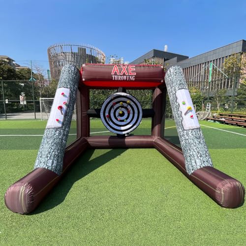 Inflatable Axe Throwing Inflatable Ball Toss Target Dart Board 12 Axes+8 Toss Ball for Party/Birthday/Backyard/School/Team Events