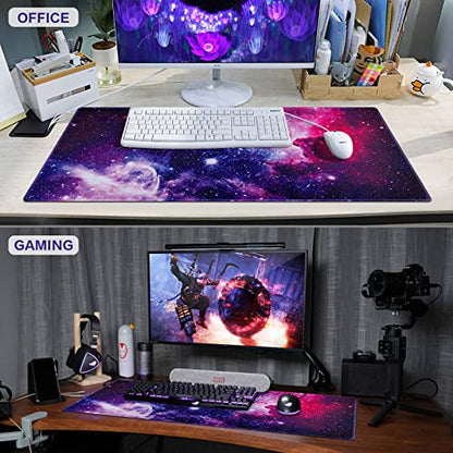 Canjoy Gaming Mouse Pad, Large Extended Mouse Pad Big Computer Mousepad for Home Office Gaming Work 31.5x15.7inch - color: Purple-Galaxy