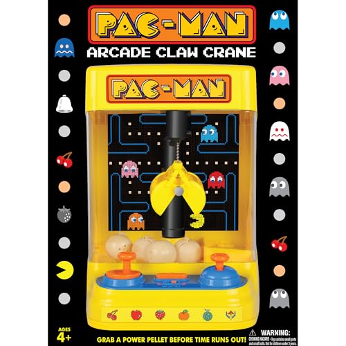 Pac-Man: Arcade Claw Crane - Core Series, Lights-Sounds Tabletop Game, Dual Joystick, Fill Pellets with Prizes, Licensed Collectible Toy, Adult-Kid 4+