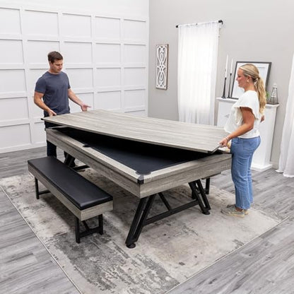American Legend Billiard Table with Rustic Wood Finish - color: Grey