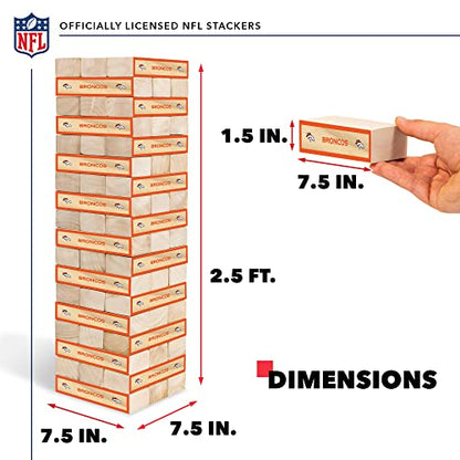 Wild Sports NFL Giant Stacking Wooden Blocks – Tumbling Tower Classic Family Game Stacks – Great Gift for Any Football Fan! - color: Denver Broncos