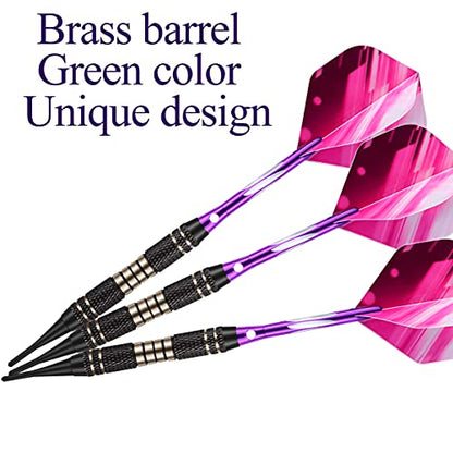 Soft tip Darts Set 18/20 Grams - Professional Darts Plastic Tip with Brass Barrel + Aluminum Shafts + 50 Rubber o-Ring + 6 Flights +50 Soft Tips for Electronic Dartboard - color: 18g-PURPLE