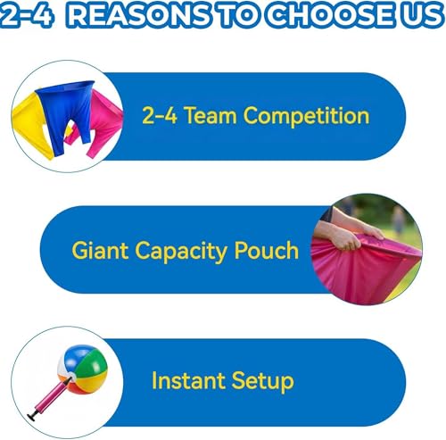 Granny Pants Yard Game – Outdoor Party Game Funny Lawn Game for Adults, Family Reunions & Group Events 4 Giant Pants with 36 Bouncy Balls & 4 Pumps Gift for Kids & Adults - size: Adult Size (80 x 100 cm)