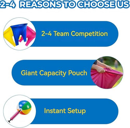 Granny Pants Yard Game – Outdoor Party Game Funny Lawn Game for Adults, Family Reunions & Group Events 4 Giant Pants with 36 Bouncy Balls & 4 Pumps Gift for Kids & Adults - size: Adult Size (80 x 100 cm)