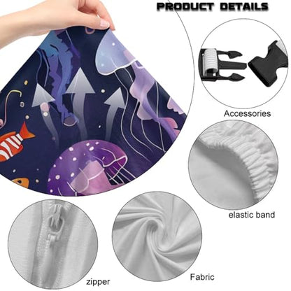 Jellyfish Clownfish Print Set of 4 Gaming Chair Covers Slipcovers Non-Slip Dustproof Rotating Armchair Slipcovers Stretch Gamer Chair Cover with Armrest Covers - color: Jellyfish Clownfish