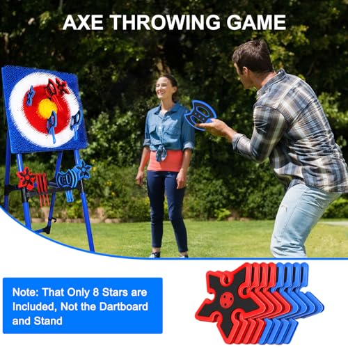 Throwing Axes Set for Axe Throwing Game Backyard, Safety Throw Plastic Axes Stars, Indoor Outdoor Hatchet Throwing Game Replacement Accessories Parts for Adults and All Ages - style: 8 Pcs Stars