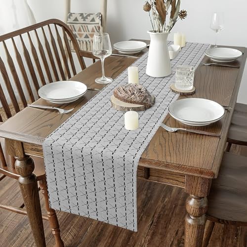 Erosebridal Gray Hockey Table Runner 13x48, Ball Sports Games Table Runners for Kids Boys Girls, Racket Ice Hockey Tabletop Decor for Dining Living Room Bedroom, Lacrosse Sticks Dresser Scarf - size: 13" X 48"