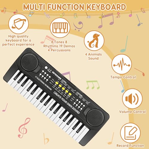 Kids Piano Keyboard - 37 Keys Piano Toys for Kids, Beginner Keyboard Piano for Kids, Educational Musical Toy for Kid, Electronic Keyboard Piano with Microphone for 3 4 5 6 7 8 Year Old Boys Girls Gift