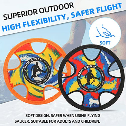 TurnWay Outdoor Two Soft Frisbee Throwing Disc, Flying Disc, Flying Saucer for Man and Woman in Yard, Beach, Lawn, Camping, Pool (Hurricane+ Inkjet) - color: Hurricane+ Inkjet