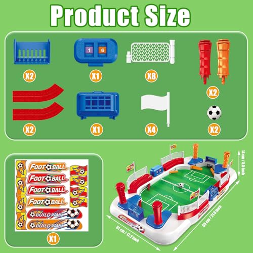 Mini Soccer Table Game for Kids - Football Board Games for 3 4 5 6 7 8 9 10 11 12 Year Olds - Pinball Interactive Indoor Sports Toys Birthday for Boys Girls Age 4-8 6-8 8-12