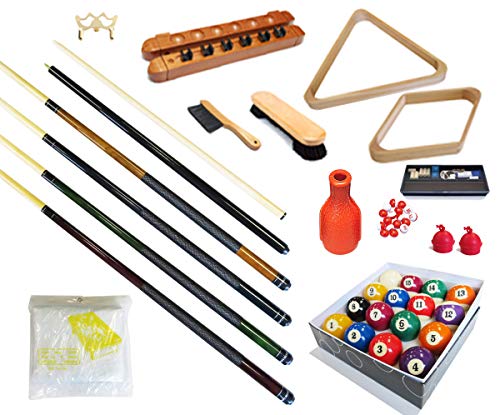HAN'S DELTA Pool Table - Premium Billiard 32 Pieces Accessory Kit - Pool Cue Sticks Bridge Ball Sets