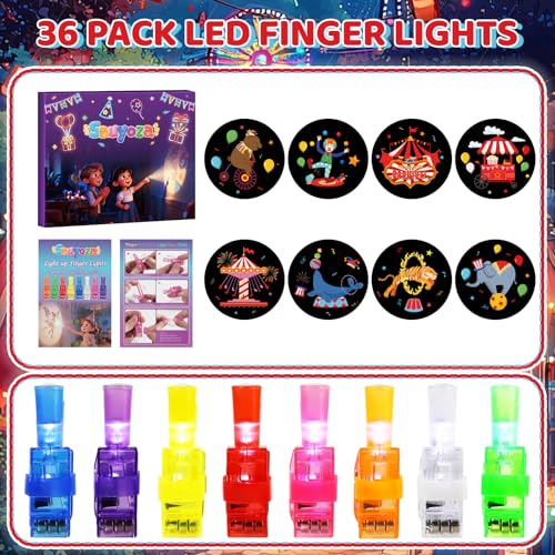 36 Pack Circus Party Favors for Kids, Light up Finger Lights Carnival Theme Birthday Party Supplies, Classroom Treasure Box Rewards, Goodie Bag Stuffers - style: Circus