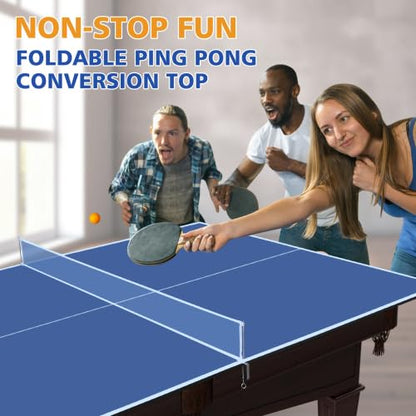 6/7/8/9Ft Mid-Size Ping Pong Conversion Top, Foldable Table Tennis Table Top with Net for Home Office - color: BLUE, size: 7*4 FT