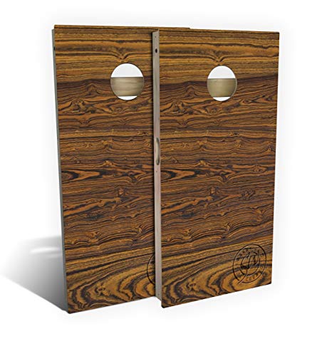 Slick Woody's Professional-Grade Cornhole Boards - 4'x2' Solid Wood Regulation Woodgrain Bean Bag Toss Game with 8 Resin Filled Bags - color: Bocote