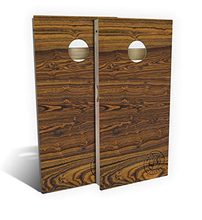 Slick Woody's Professional-Grade Cornhole Boards - 4'x2' Solid Wood Regulation Woodgrain Bean Bag Toss Game with 8 Resin Filled Bags - color: Bocote