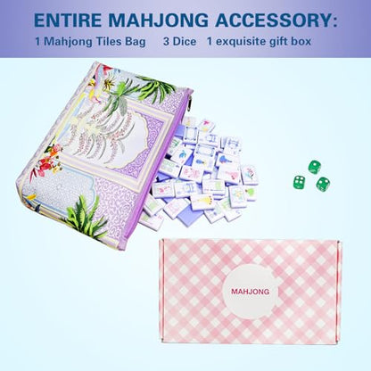 American Mahjong Game Set with Portable Travel Bag, Complete 160 Tiles Including CRAK Suit, 3 Dice, Gift Box – Ideal for Family Game Night, Travel, and Gift Giving