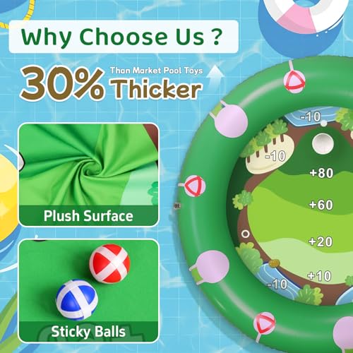 2 in 1 Kids Inflatable Golf Pool Set with Floating Poker Table Pool Game | Golf Water Chipping Game & Card Games, Summer Outdoor Golf Toys Gift for Boys Girls Teen Adults Family Yard Swimming Party