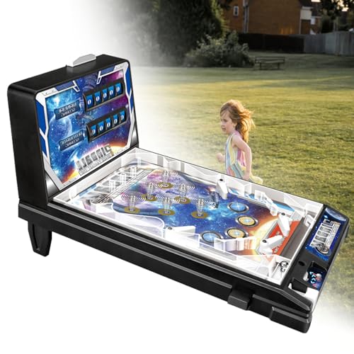 Exciting Arcade Pinball Machine Kit, Arcade Electronic Pinball Toy with Lights Sounds, Birthday Pinball Gifts Toy with LED Scoreboard, Desktop Pinball Shooting Game for Party Friend