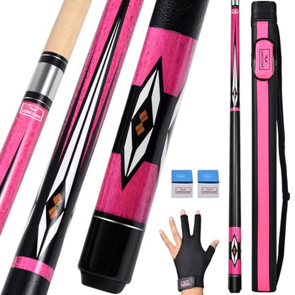 Pool Cue Stick,Pro Cue with Hard Case,Pool Sticks for Adults,Womens Pool Cue,Pool Cues for Men,58inch 19-21oz Billiard Stick Pool Cue Set,Pink/Orange/Green - color: Pink