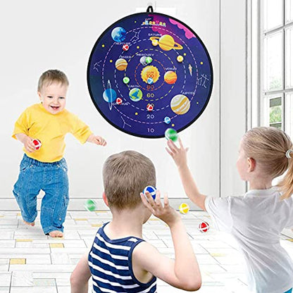 BooTaa 29" Large Dart Board for Kids, Kids Dart Board with Sticky Balls, Boys Toys, Indoor/Sport Outdoor Fun Party Play Game Toys, Birthday Gifts for 3 4 5 6 7 8 9 10 11 12 Year Old Boys Girls - style: 100 Scores +Outer Space