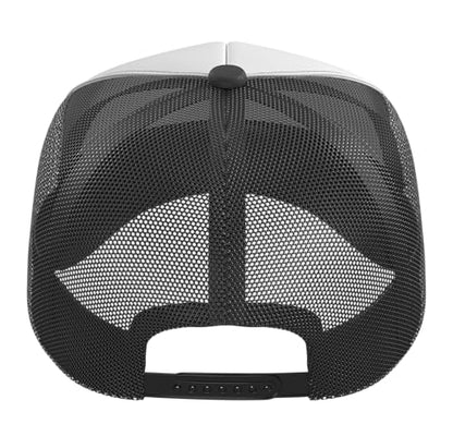 Croquet Heart - Heart with Croquet Mallets Trucker Hat with Adjustable Mesh Back - color: Black/White