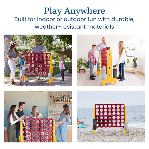 ECR4Kids Jumbo 4-to-Score Giant Game with 42 Rings and Reset Sliders, Kids Games, Cardinal, Gold - color: Cardinal/Gold