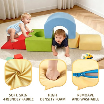 Climbing Toys for Toddlers 1-3 – 5 Pieces Soft Foam Indoor Play Blocks Set for Babies & Kids