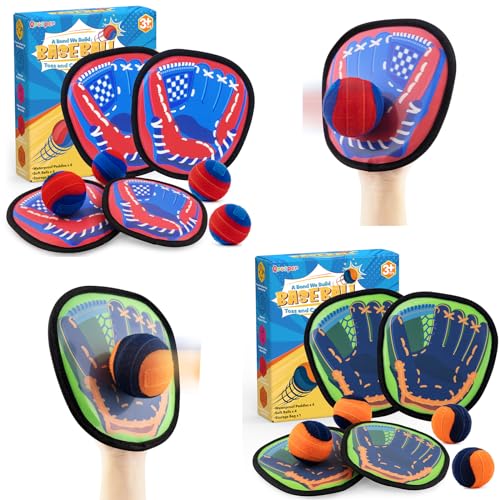 Toss and Catch Ball Set Beach Toys Outdoor Games Yard Games for Kids Ages 4-8 Baseball Games Sticky Balls Outdoor Toy for Kids Gifts for Boys & Girls