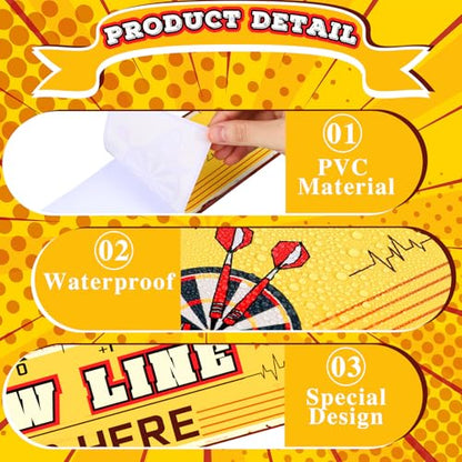 Fuyoooo 20 Pcs Dart Throw Line Floor Sticker PVC Dart Board Line Stickers Board Floor Marker Toe Line Marker for Target Game Players Lovers Party Accessories, 23 x 3.15 Inch