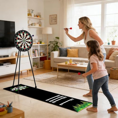 Professional Darts Mat, Non-Slip Rubber Dart Board Mats, Dart Carpet Mat with 4 Standard Throwing Lines Oche, Rubber Floor Protection Mats, for Pub, Bar, Club, Home, Party - color: Green