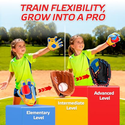 JoyCat Toss and Catch Ball Game with 2 Gloves for Kids & 2 Paddles for Adult or Kids, Outdoor Toys for Family Camping, Beach & Yard Games, Toddler Baseball Glove, Gifts for 3-12 Year Old