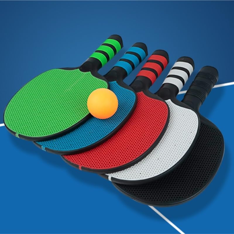 Molded Training Competition Table Tennis Racket Set with Straight Handle High Elasticity Rubber Coating - color: Gray