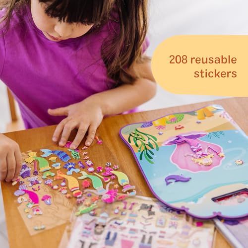 Melissa & Doug Puffy Sticker Activity Books Set of 3 – Dress-Up, Princess & Mermaid, with 208 Reusable Stickers and Fold-Out Scenes, Mess-Free Travel Toys for Kids Ages 4+ - FSC Certified - style: Dress-Up, Princess & Mermaid