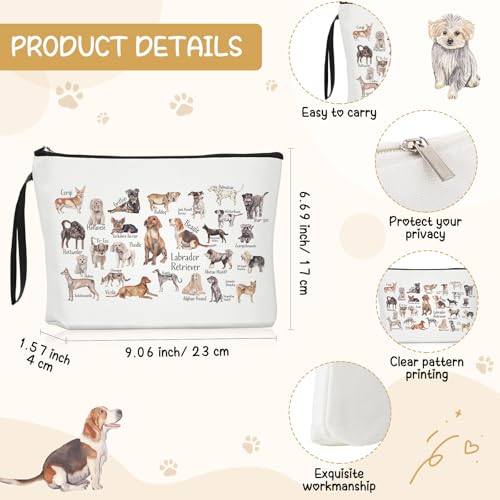 Sieral 2 Pcs Animal Lover Bag Gift for Women Travel Canvas Tote Portable Zipper Pouch Canvas Reusable Grocery Tote - style: Dog