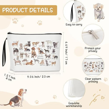 Sieral 2 Pcs Animal Lover Bag Gift for Women Travel Canvas Tote Portable Zipper Pouch Canvas Reusable Grocery Tote - style: Dog