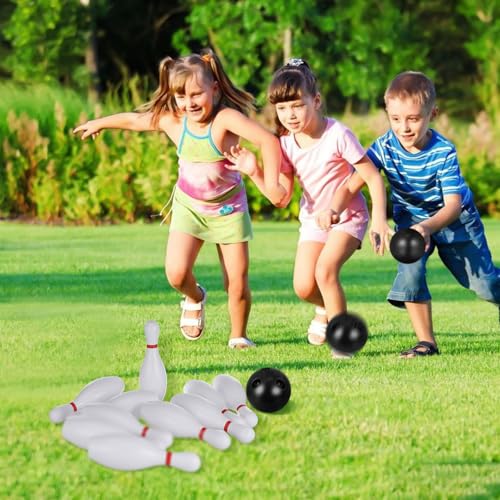 Homoyoyo Miniature Bowling Set Plastic Bowling Pins Balls, Indoor Sports for Toddlers and Children Ages 1-5, White