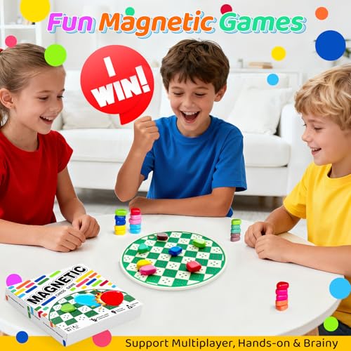 2-in-1 20 Colorful Magnet Game with String and Silicone Mat, Magnetic Stones Game for Kids, Magnetic Chess Set, Puzzle Strategy Games for Family and Party, 2 Player Magnetic Chess Game