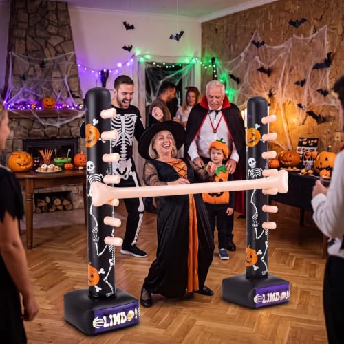 Threan Halloween Party Games Inflatable Limbo Game for Adults Easy Spooky Limbo Carnival Game Enhance Family Bonding for Indoor Outdoor Birthday Halloween Party Games Picnic Pool - style: Halloween