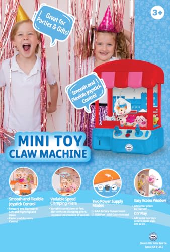 Mini Claw Machine Toy for Kids – Arcade Grabber Game with Joystick, Plush Prizes & Tokens – Portable Prize Machine for Boys & Girls – Fun Family Game & Gift