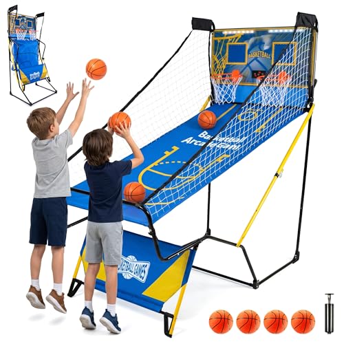 Single-Shot Basketball Arcade Game for Playroom and Small Spaces