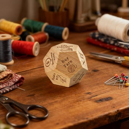 Quilter's Dice, Handmade Wooden Quilting Decision Dice with 12 Engraved Sewing Tasks, Fun Quilting Motivation Tool for Quilters, Sewists & Craft Lovers, Easter Basket Stuffers - style: Quilter's Dice
