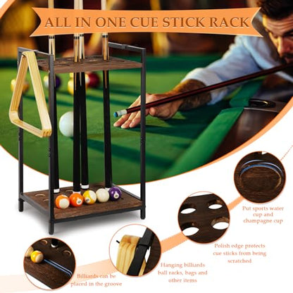 Pool Stick Holder Pool Cue Holder Rack Cue Stick Holder 10 Cues Billiard Cue Racks for Billiard Room Club Pool Table Accessaries (Torched Black 10-Hole) - color: Black